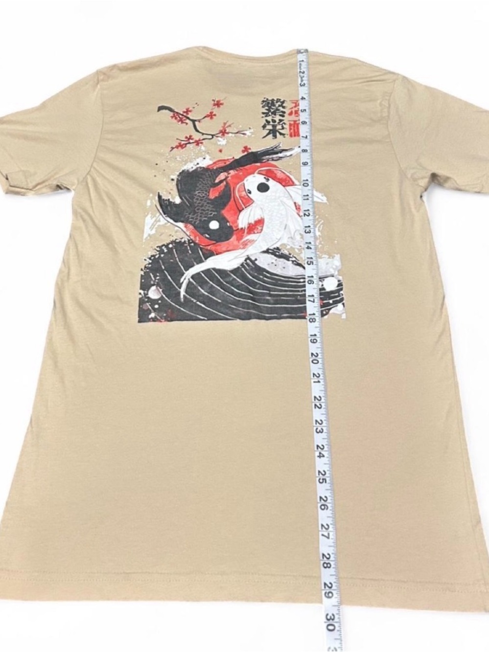 Japanese koi fish tan t-shirt - Picture 3 of 6
